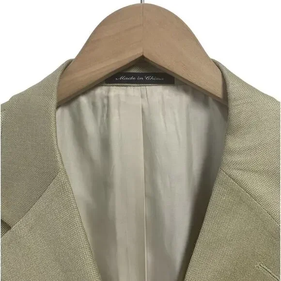 Roundtree & Yorke Silk Worsted Wool Sport Coat Mens Size 48R Beige NWT $199 - Picture 3 of 9